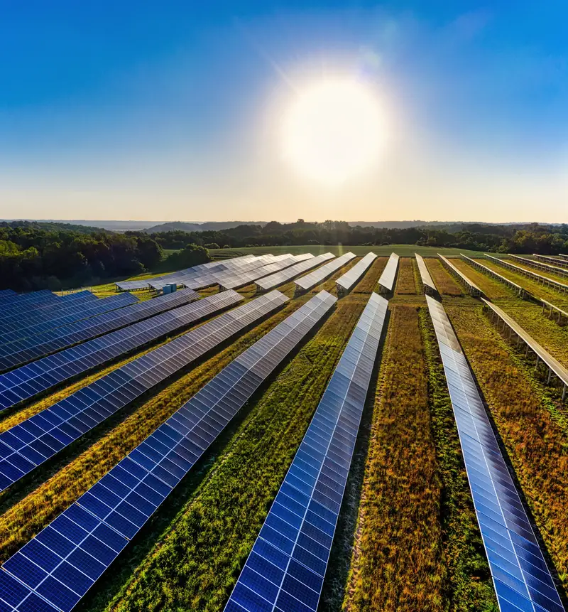 Impianto fotovoltaico a terra in un'area agricola